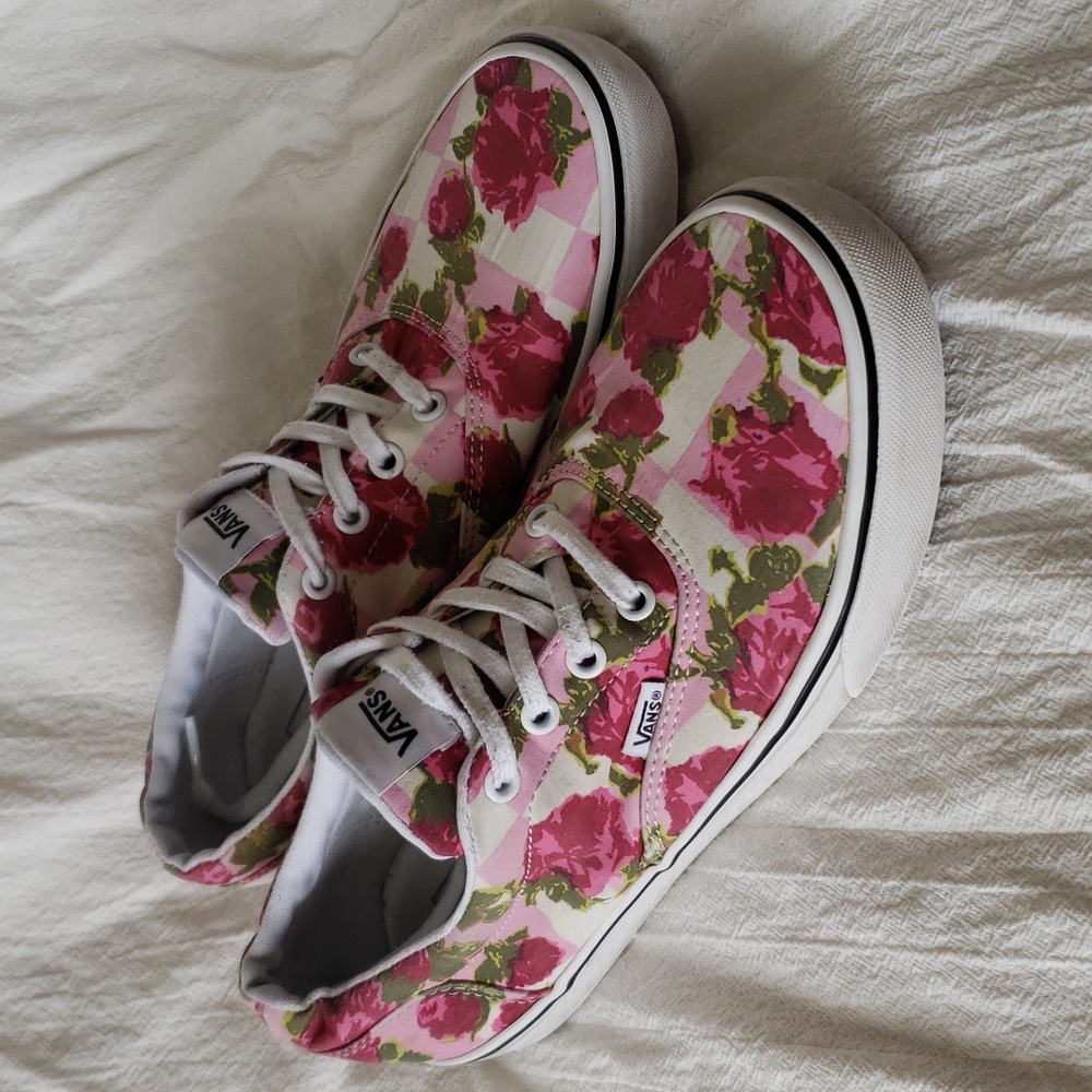 Vans checkered and floral shoes